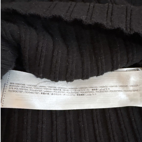 MNG Black Ribbed Twist Front V Neck Long Sleeve Top XL Layer Capsule Minimalist - Picture 9 of 12